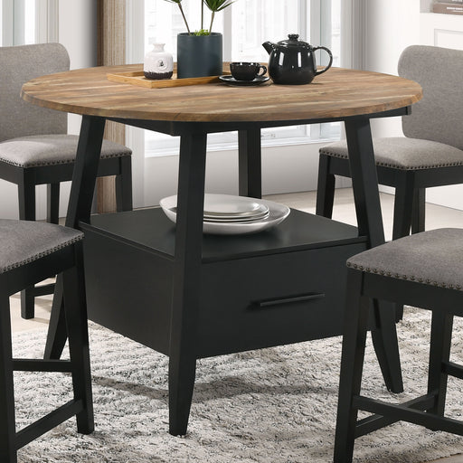 Gibson 1-drawer Round Counter Height Table Yukon Oak and Black image