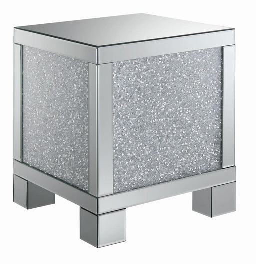 Gillian Square End Table Silver and Clear Mirror image