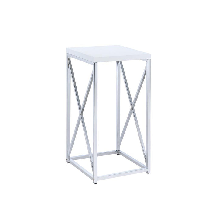 Edmund Accent Table with X-cross Glossy White and Chrome image