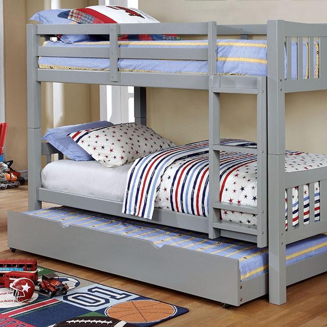 Cameron Dark Walnut, White & Gray Full/Full Bunk Bed