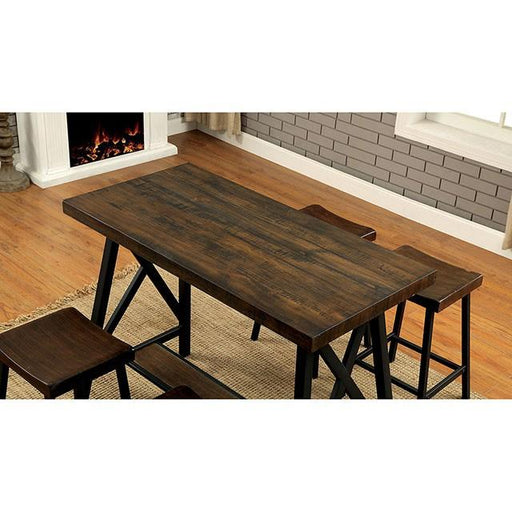 Lainey Weathered Medium Oak/Black Counter Ht. Table image