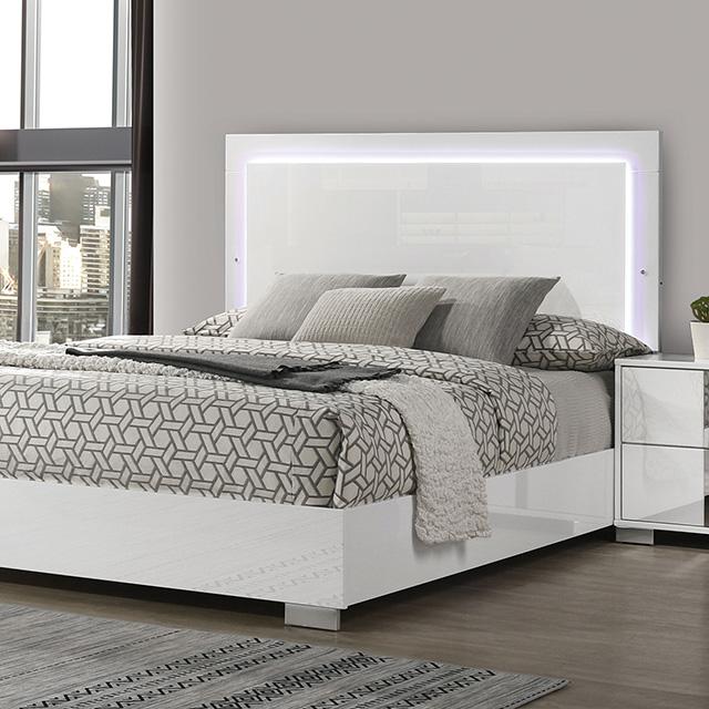 Sinistra E.King & Queen Bed White, Black & Beige