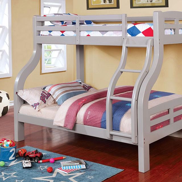 SOLPINE Gray & Oak Twin/Full Bunk Bed