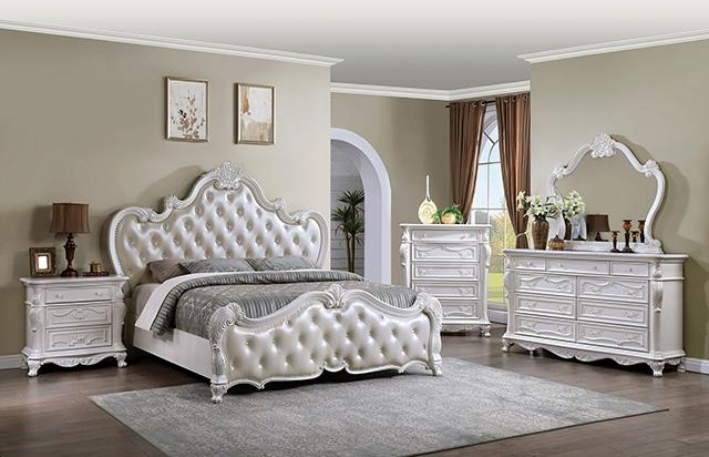Ventresca E.King & Queen Bed White & Chrome