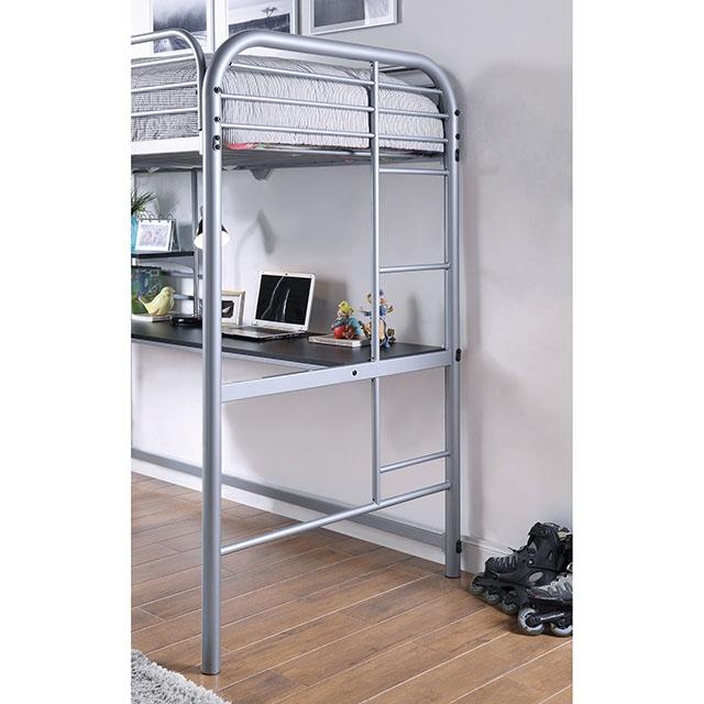 Opal Iii Black & Silver Twin Loft Bed